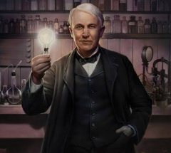 Thomas Edison’u ampulle gösteren temsili görsel