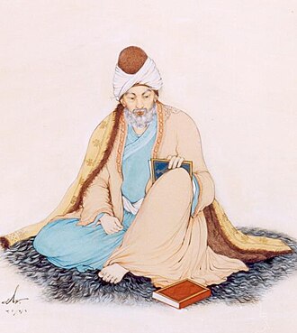 Mevlana’nın Hossein Behzad tarafından yapılmış temsili tasviri
